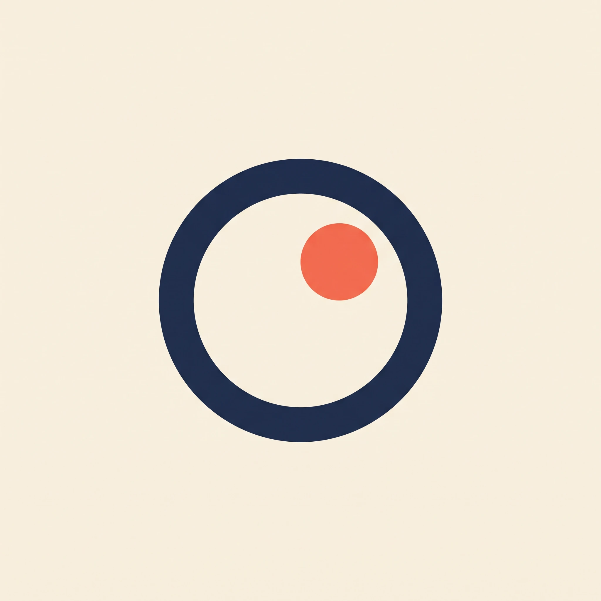 The Ondaro logo mark: a navy ring with a small coral circle inside it, near the top right